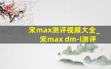 宋max测评视频大全_宋max dm-i测评